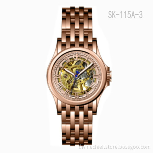 Factory Customized 3ATM Water Proof 316L Stainless Steel Automatic Skeleton Men Wrist Watch